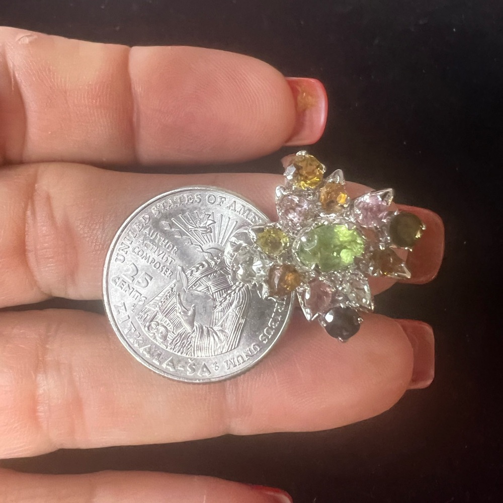 925 Sterling Silver Multi Gemstone Ring - image 7